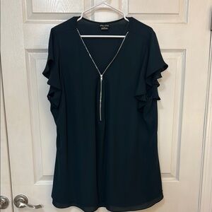 City Chic Women's Dark Green Ruffle Sleeve Blouse